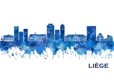Liege Belgium Skyline Blue