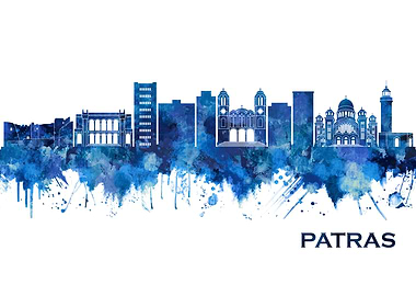 Patras Greece Skyline Blue