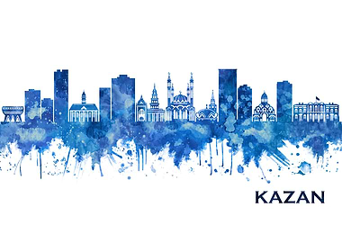Kazan Russia Skyline Blue