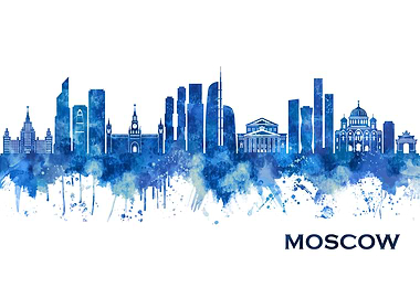 Moscow Russia Skyline Blue