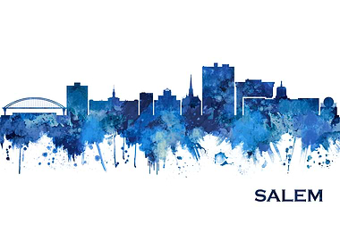 Salem Oregon Skyline Blue