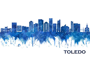 Toledo Ohio Skyline Blue