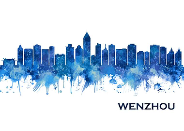 Wenzhou China Skyline Blue