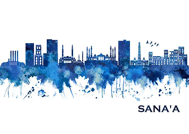 Sanaa Yemen Skyline Blue