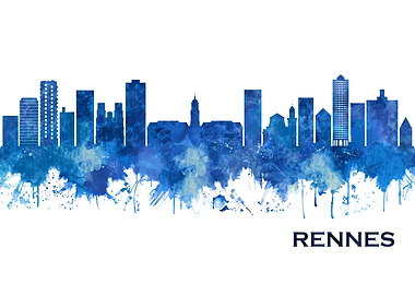 Rennes France Skyline Blue