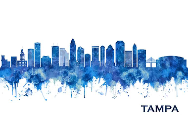 Tampa Florida Skyline Blue