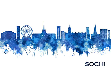 Sochi Russia Skyline Blue