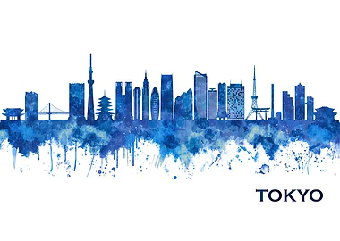 Tokyo Japan Skyline Blue
