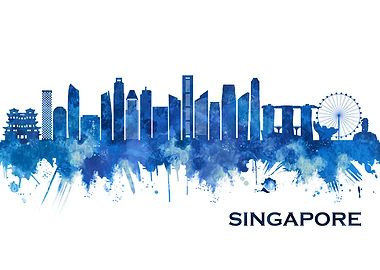Singapore Skyline Blue