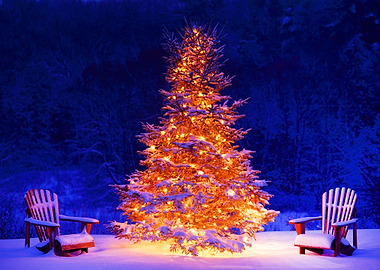 Christmas tree in the snow