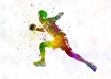 Handball player watercolor