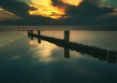 Dramatic sky by the lake