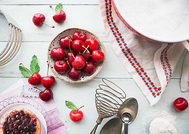 Cherries on a platter