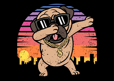 Retro Dabbing Mops Pug Dog