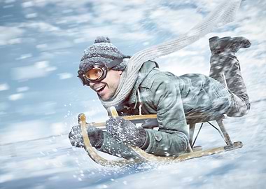 Sledding In Winter