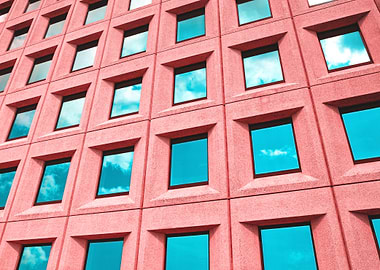 Coral And Teal Facade