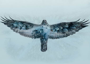 Snow bird double exposure