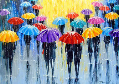 Multicolored umbrellas
