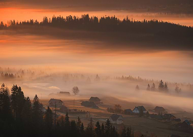 Autumn sunrise in mountain