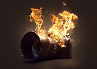 Photo Camera On Fire