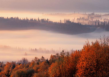 Autumn sunrise in mountain