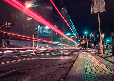 traffic night light trails