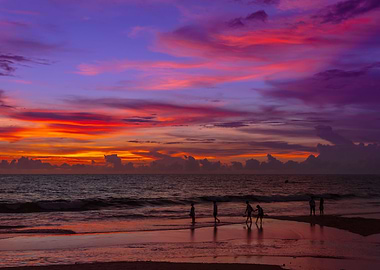 Sunset on the exotic beach