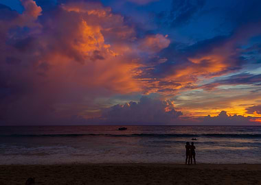 Sunset on the exotic beach