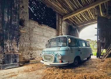 Blue Barkas Camper Van