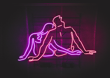 Couple In Neon Romance