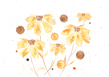 Painting of daisies and su