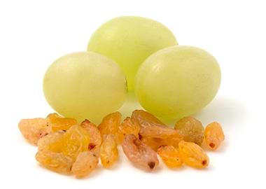 Sultanas grapes and raisin