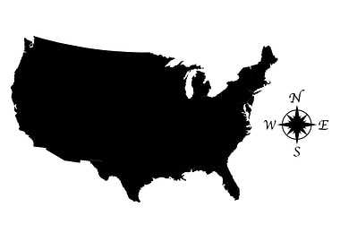 USA Map With Compass