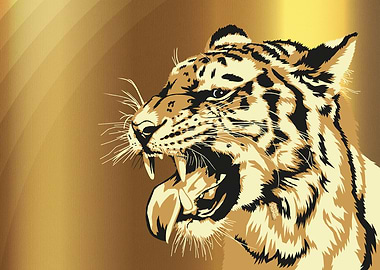 Golden roaring tiger