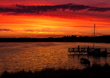 Summer sunset on a pier