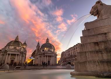 sunset Piazza del Popolo