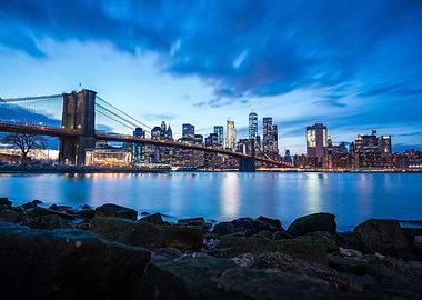 Brooklyn bridge blue sky