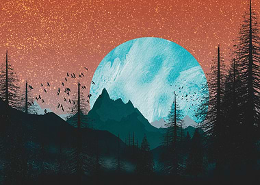 Cold Sunrise over Forest