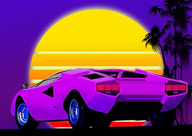 Supercar in fullmoon