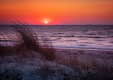 Sunset on the Greek beach