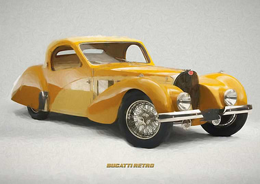 BUGATTI RETRO WATERCOLOR