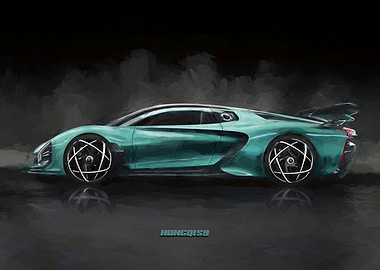 Hongqi S9 in watercolor