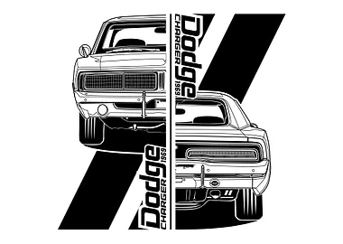 Dodge Charger 1969 Lineart