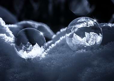 Winter day, frozen bubble