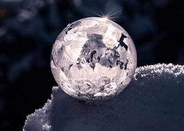 Winter day, frozen bubble