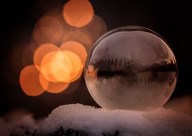 Winter day, frozen bubble
