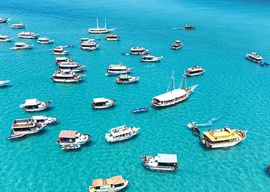 Boats on crystal water
