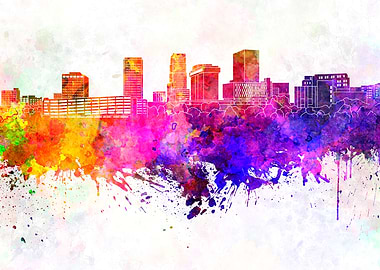 Akron skyline watercolor