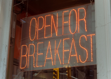 Cafe open for breakfast