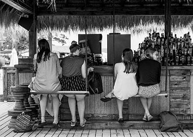 Girls at a bar to drink